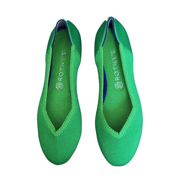 Rothy’s The Flat Jelly Bean Green RARE‎ Women’s Size 6.5 - Picture 2 of 7